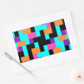 明るいカラフル幾何学模様 長方形シール (封筒)