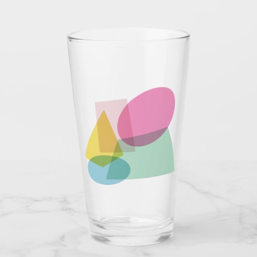 明るいカラフル幾何学的シェイプのコラージュ タンブラーグラス (正面)