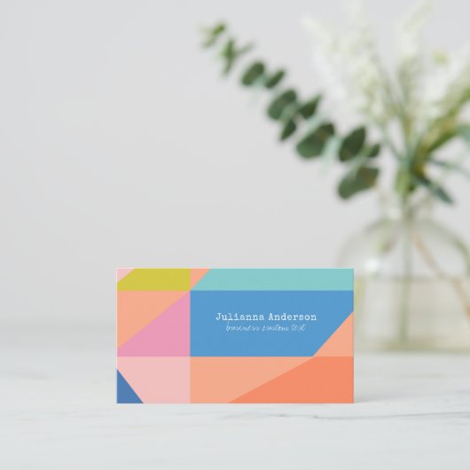 明るいカラフル幾何形状クリエイティブアート 名刺 (スタンド正面)