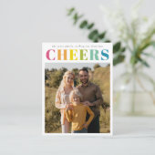 明るいカラフル応援クリスマスフォトホリデー ポストカード (スタンド正面)