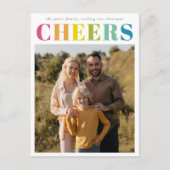 明るいカラフル応援クリスマスフォトホリデー ポストカード (正面)