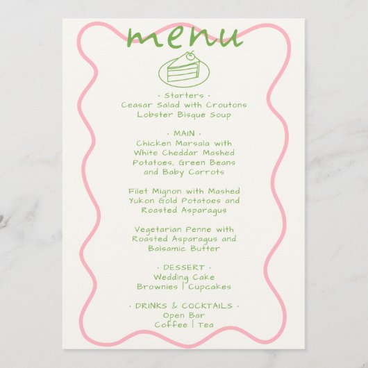 明るいカラフル手書き結婚おもしろいモダンの数 メニュー (正面)