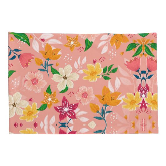 明るいカラフル手絵を描フローラ 枕カバー (裏面-右)