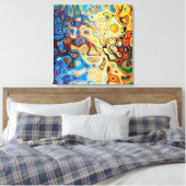 明るいカラフル抽象芸術が渦巻く キャンバスプリント (インサイチュ (寝室))