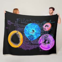 明るいカラフル抽象芸術アートが広がるマルチバース フリースブランケット