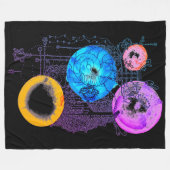 明るいカラフル抽象芸術アートが広がるマルチバース フリースブランケット (正面(横))