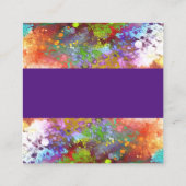 明るいカラフル抽象芸術アートパープル スクエア名刺 (裏面)