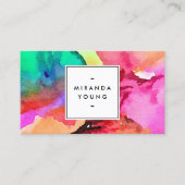 明るいカラフル抽象芸術ウォーターカラーアートホワイト 名刺 (正面)