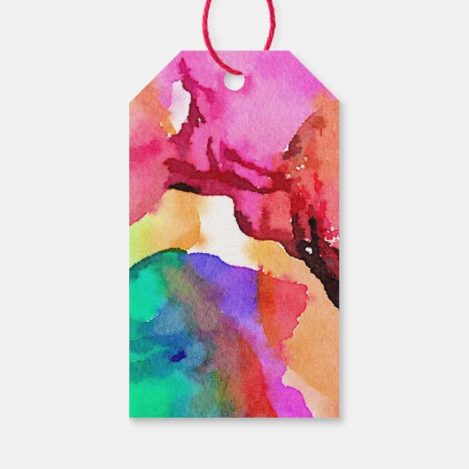明るいカラフル抽象芸術ウォーターカラーアート ギフトタグ (裏面)