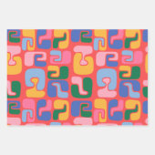 明るいカラフル抽象芸術シェイプ（黄色の赤い青） ラッピングペーパーシート (正面3)