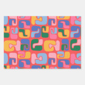 明るいカラフル抽象芸術シェイプ（黄色の赤い青） ラッピングペーパーシート (正面2)