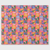 明るいカラフル抽象芸術シェイプ（黄色の赤い青） ラッピングペーパー (フラット)