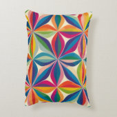 明るいカラフル抽象芸術フローラルパターンプリント アクセントクッション (裏面(縦))