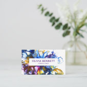 明るいカラフル抽象芸術マーブルアート 名刺 (スタンド正面)