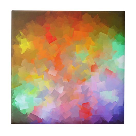明るいカラフル抽象芸術モダンの塊 タイル (正面)
