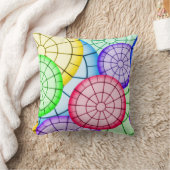 明るいカラフル抽象芸術円パターン クッション (ブランケット)