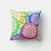 明るいカラフル抽象芸術円パターン クッション (正面)