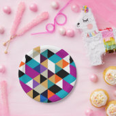 明るいカラフル抽象芸術幾何パターン ペーパープレート (パーティー)