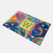 明るいカラフル抽象芸術幾何学的モノグラム ドアマット (アングル)