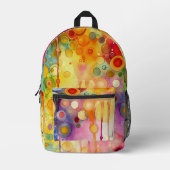 明るいカラフル抽象芸術絵を描とモノグラム プリントバックパック (正面)