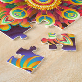 明るいカラフル抽象芸術花模様 ジグソーパズル (側面)