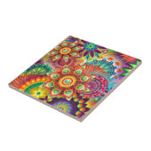 明るいカラフル抽象芸術花模様 タイル (側面)