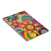 明るいカラフル抽象芸術花模様 ノートブック (右側)