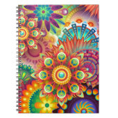 明るいカラフル抽象芸術花模様 ノートブック (正面)