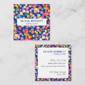 明るいカラフル抽象芸術 スクエア名刺 (正面/裏面)