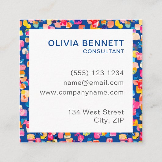 明るいカラフル抽象芸術 スクエア名刺 (裏面)