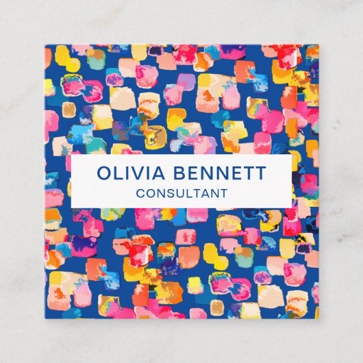 明るいカラフル抽象芸術 スクエア名刺 (正面)