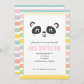 明るいカラフル数々の色のパンダ誕生日パーティー (正面/裏面)