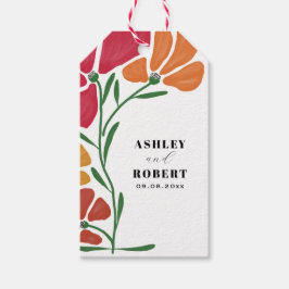 明るいカラフル新しいフローラ結婚 ギフトタグ
