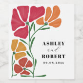 明るいカラフル新しいフローラ結婚 ワインラベル (シングルラベル)