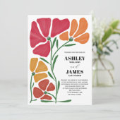 明るいカラフル新しいフローラ結婚 招待状 (スタンド正面)