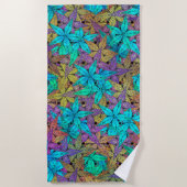 明るいカラフル星 – クール ビーチタオル (正面)