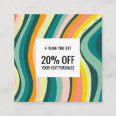 明るいカラフル曲線の波手作りシック 割引カード (正面)