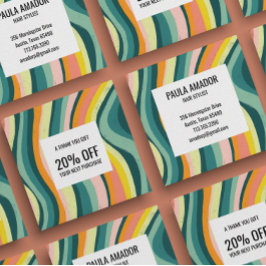 明るいカラフル曲線の波手作りシック 割引カード