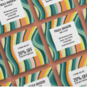 明るいカラフル曲線の波手作りシック 割引カード