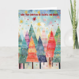 明るいカラフル木のクリスマスカード カード