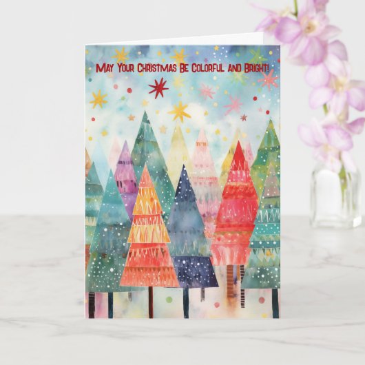 明るいカラフル木のクリスマスカード カード (蘭)
