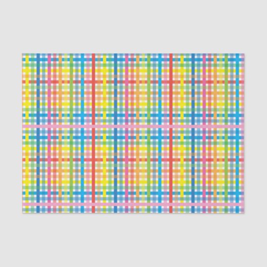明るいカラフル格子縞 薄葉紙 (正面)