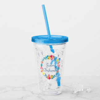 明るいカラフル水の色のフローラJr.ブライドメイド アクリルタンブラー