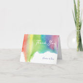 明るいカラフル水カラーのレインボー絵を描ブレンド サンキューカード (正面)