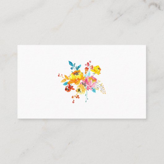 明るいカラフル水カラーフローラ プレイスカード (裏面)