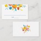 明るいカラフル水カラーフローラ プレイスカード (正面/裏面)