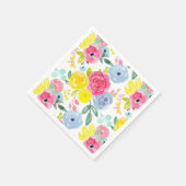 明るいカラフル水彩花の模様 スタンダードカクテルナプキン (角)