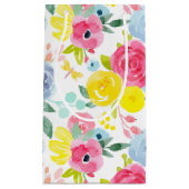 明るいカラフル水彩花の模様 スモールペーパーバッグ (正面)