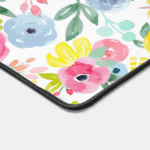 明るいカラフル水彩花の模様 デスクマット (コーナー)