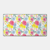 明るいカラフル水彩花の模様 デスクマット (正面)